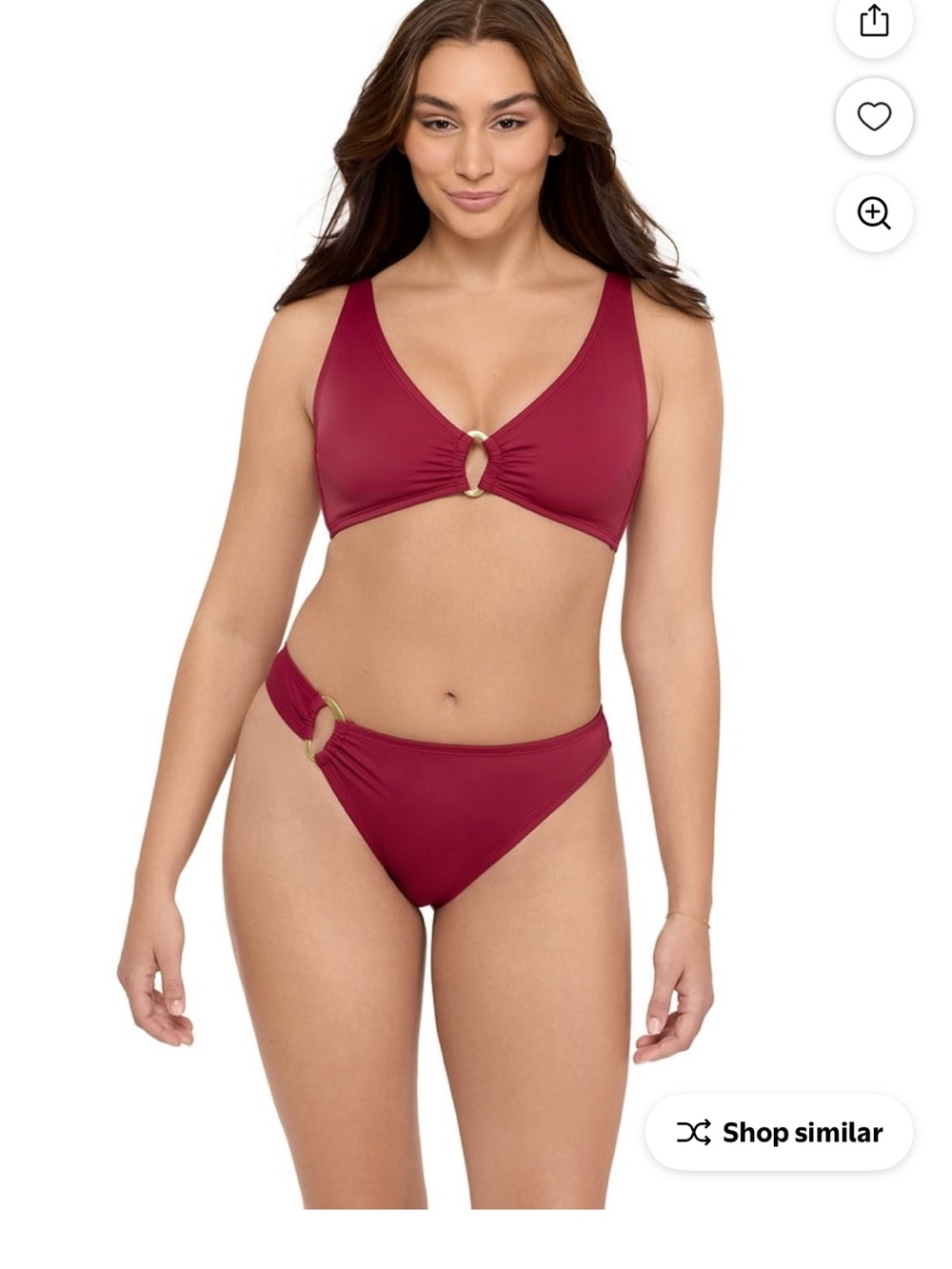 SOFIA Deep Berry Ring-Front Bikini Top and bottoms size small